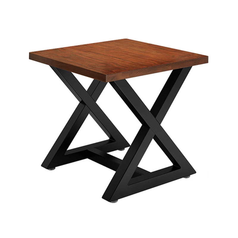 Square Wooden Dining Table Industrial Brown Top Table with Black Frame 27.6"L x 27.6"W x 29.5"H Without Chairs Clearhalo 'Dining Tables & Seating' 'Dining Tables' 'dining_table' 'furn' 'furn_dining_table' 'Furniture' 'Kitchen & Dining Furniture' 5682266