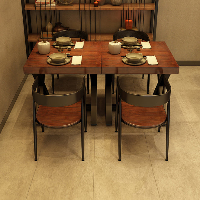Square Wooden Dining Table Industrial Brown Top Table with Black Frame Clearhalo 'Dining Tables & Seating' 'Dining Tables' 'dining_table' 'furn' 'furn_dining_table' 'Furniture' 'Kitchen & Dining Furniture' 5682269
