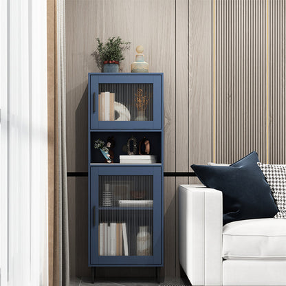 Armoire de rangement en bois moderne avec 2 étagères de rangement et vitre