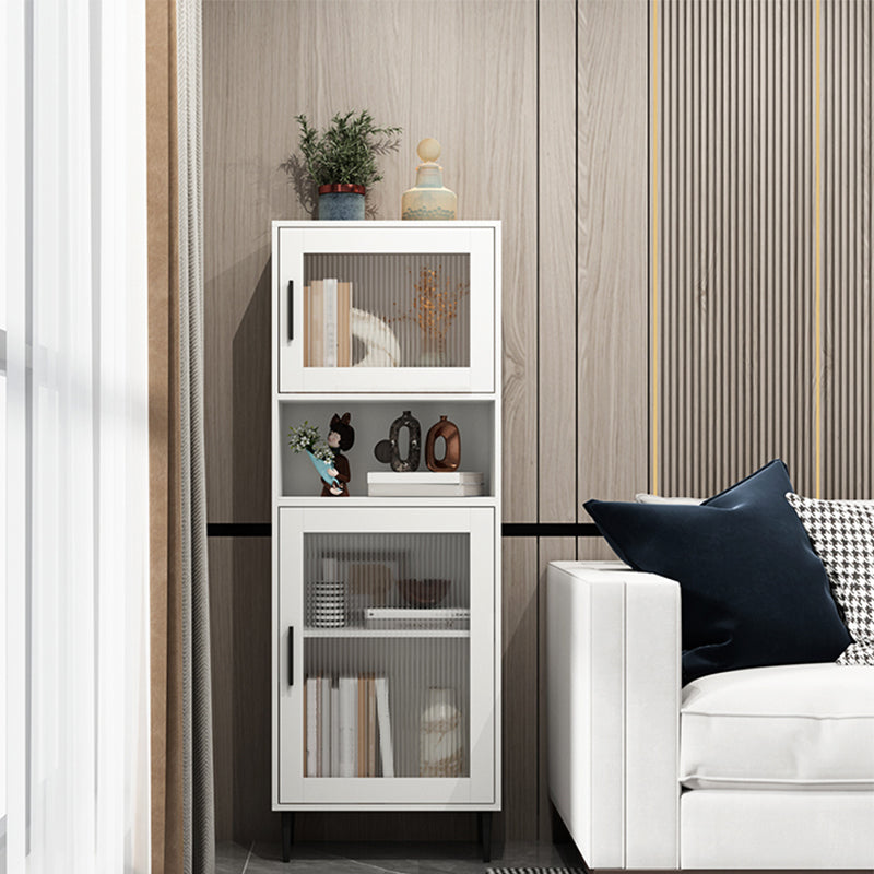 Mobile moderno di stoccaggio in legno con 2 scaffali di stoccaggio e vetro