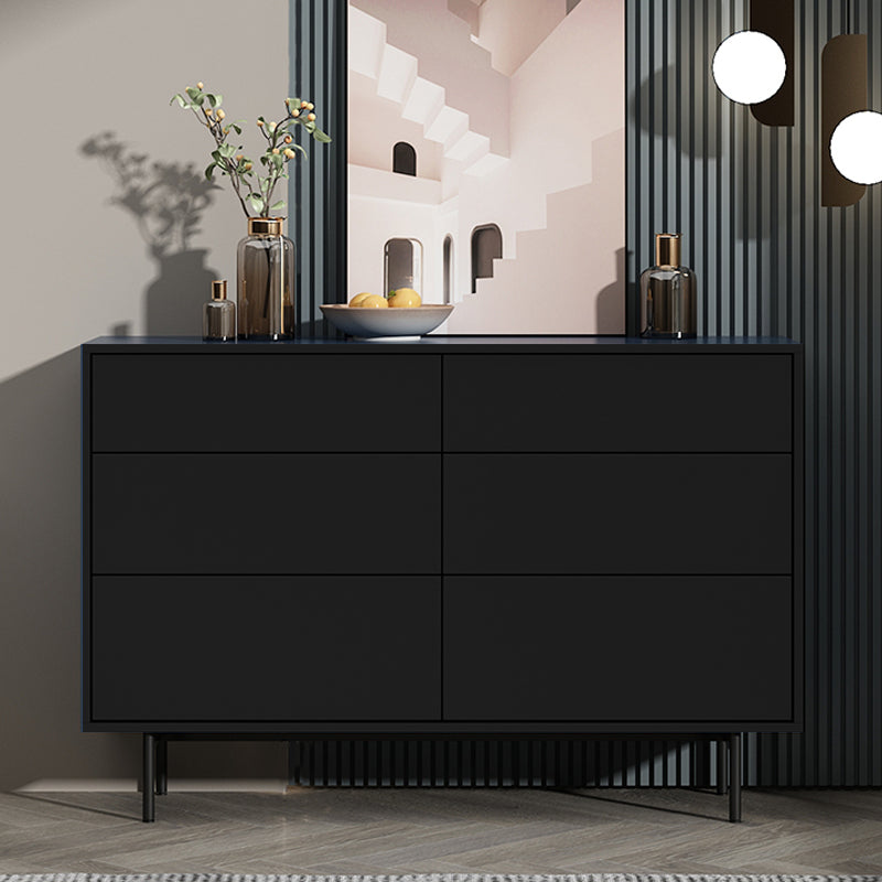 13.77" Wide Modern Accent Chest with 6 Drawers and 4 Straight Black Legs 47"L x 14"W x 31"H Black Clearhalo 'Cabinets & Chests' 'cabinets_chests' 'furn' 'furn_cabinets_chests' 'Furniture' 'Living Room Furniture' 5682647