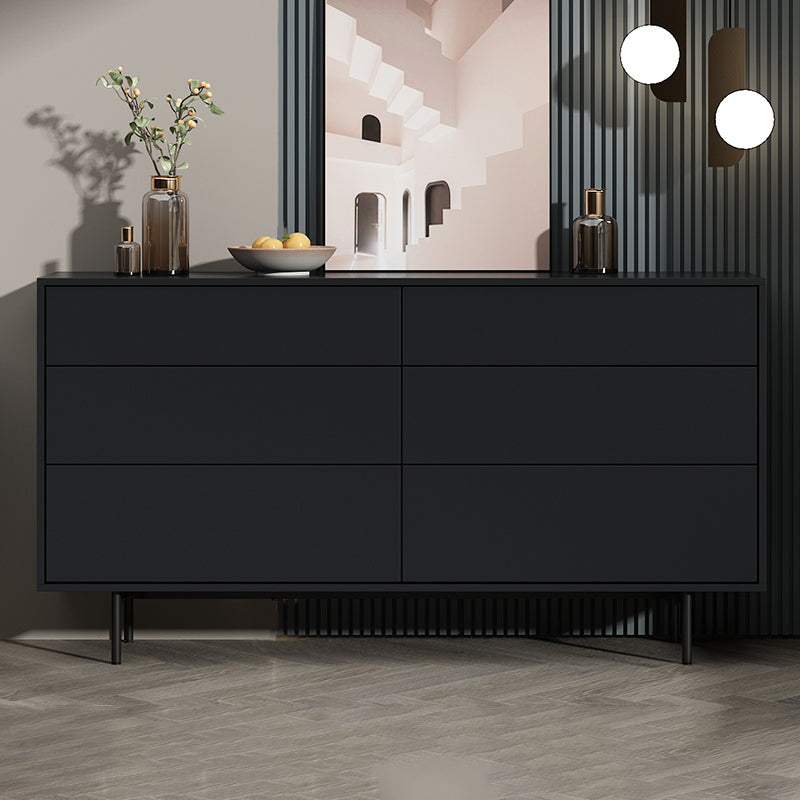13.77" Wide Modern Accent Chest with 6 Drawers and 4 Straight Black Legs 59"L x 14"W x 31"H Black Clearhalo 'Cabinets & Chests' 'cabinets_chests' 'furn' 'furn_cabinets_chests' 'Furniture' 'Living Room Furniture' 5682648
