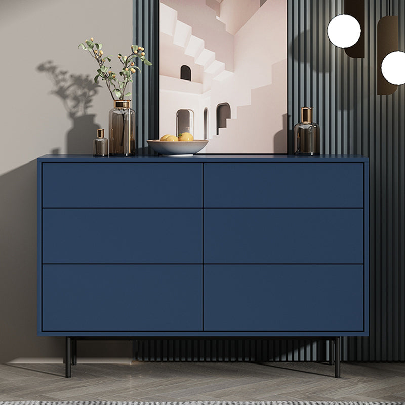 13.77" Wide Modern Accent Chest with 6 Drawers and 4 Straight Black Legs 47"L x 14"W x 31"H Blue Clearhalo 'Cabinets & Chests' 'cabinets_chests' 'furn' 'furn_cabinets_chests' 'Furniture' 'Living Room Furniture' 5682652