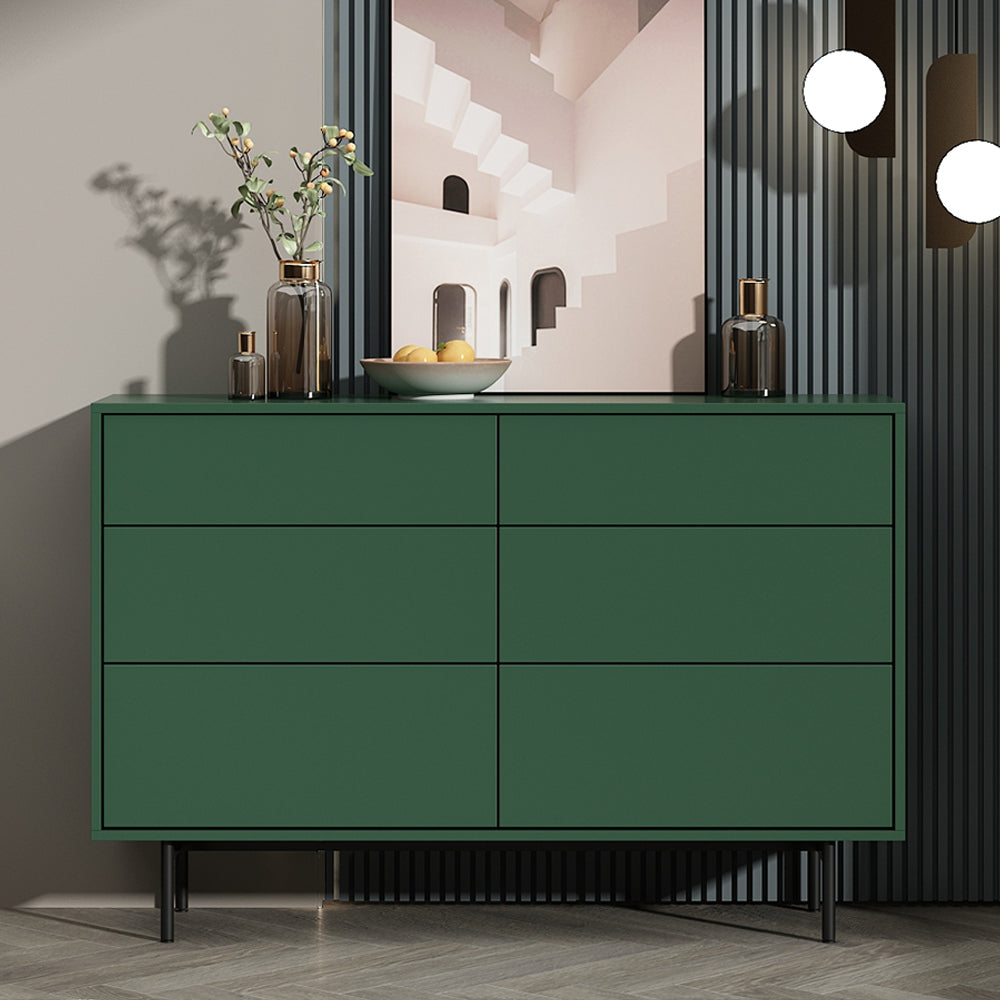 13.77" Wide Modern Accent Chest with 6 Drawers and 4 Straight Black Legs 47"L x 14"W x 31"H Green Clearhalo 'Cabinets & Chests' 'cabinets_chests' 'furn' 'furn_cabinets_chests' 'Furniture' 'Living Room Furniture' 5682658