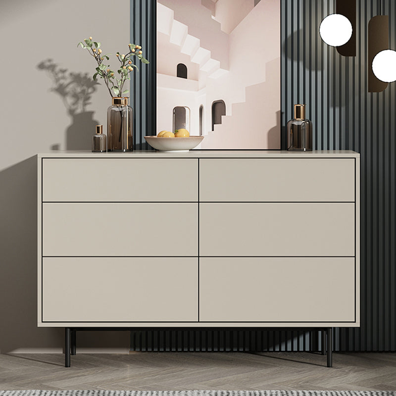 13.77" Wide Modern Accent Chest with 6 Drawers and 4 Straight Black Legs 47"L x 14"W x 31"H Champagne Clearhalo 'Cabinets & Chests' 'cabinets_chests' 'furn' 'furn_cabinets_chests' 'Furniture' 'Living Room Furniture' 5682661