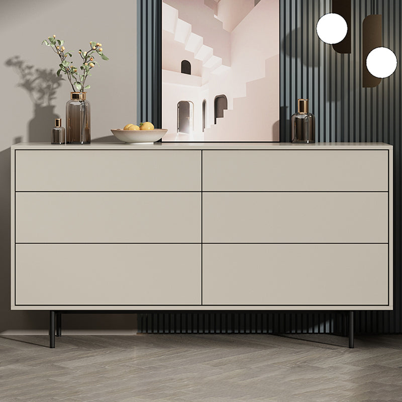 13.77" Wide Modern Accent Chest with 6 Drawers and 4 Straight Black Legs 59"L x 14"W x 31"H Champagne Clearhalo 'Cabinets & Chests' 'cabinets_chests' 'furn' 'furn_cabinets_chests' 'Furniture' 'Living Room Furniture' 5682662