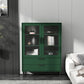 Wooden Accent Cabinet with Glass Door and 2 - Drawer 11.81" Wide Side Cabinet 31.5"L x 11.8"W x 49.2"H Green Clearhalo 'Cabinets & Chests' 'cabinets_chests' 'furn' 'furn_cabinets_chests' 'Furniture' 'Living Room Furniture' 5682668