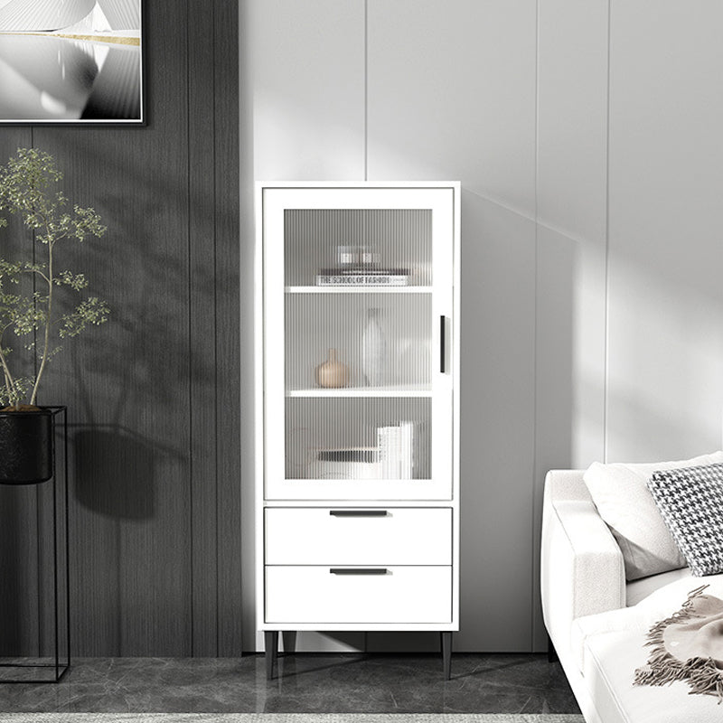 Wooden Accent Cabinet with Glass Door and 2 - Drawer 11.81" Wide Side Cabinet 12"L x 49"W x 20"H White Clearhalo 'Cabinets & Chests' 'cabinets_chests' 'furn' 'furn_cabinets_chests' 'Furniture' 'Living Room Furniture' 5682669