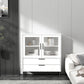 Wooden Accent Cabinet with Glass Door and 2 - Drawer 11.81" Wide Side Cabinet 31.5"L x 11.8"W x 39.4"H White Clearhalo 'Cabinets & Chests' 'cabinets_chests' 'furn' 'furn_cabinets_chests' 'Furniture' 'Living Room Furniture' 5682672