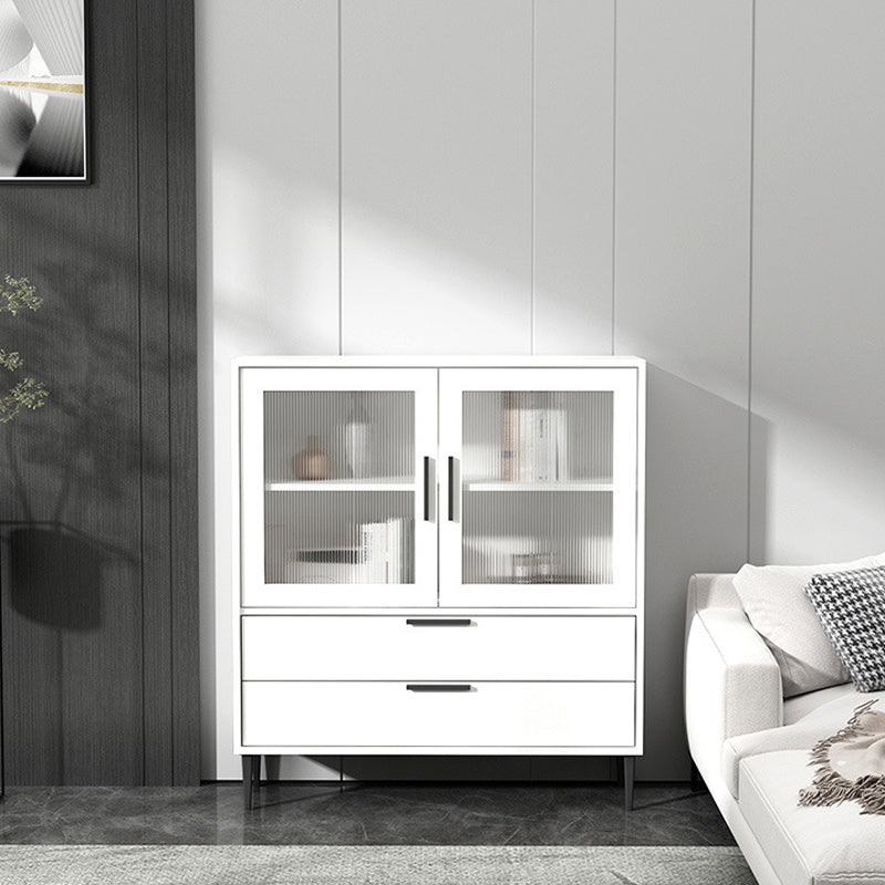 Wooden Accent Cabinet with Glass Door and 2 - Drawer 11.81" Wide Side Cabinet 31.5"L x 11.8"W x 39.4"H White Clearhalo 'Cabinets & Chests' 'cabinets_chests' 'furn' 'furn_cabinets_chests' 'Furniture' 'Living Room Furniture' 5682672