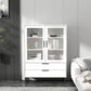 Wooden Accent Cabinet with Glass Door and 2 - Drawer 11.81" Wide Side Cabinet 31.5"L x 11.8"W x 49.2"H White Clearhalo 'Cabinets & Chests' 'cabinets_chests' 'furn' 'furn_cabinets_chests' 'Furniture' 'Living Room Furniture' 5682675