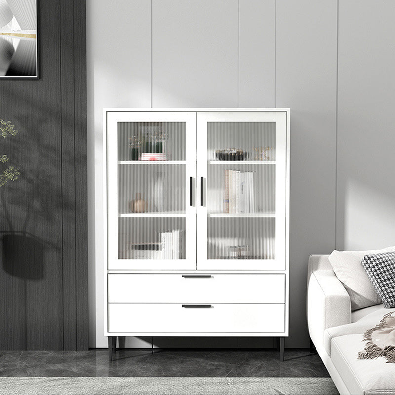 Wooden Accent Cabinet with Glass Door and 2 - Drawer 11.81" Wide Side Cabinet 31.5"L x 11.8"W x 49.2"H White Clearhalo 'Cabinets & Chests' 'cabinets_chests' 'furn' 'furn_cabinets_chests' 'Furniture' 'Living Room Furniture' 5682675