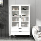 Wooden Accent Cabinet with Glass Door and 2 - Drawer 11.81" Wide Side Cabinet 31.5"L x 11.8"W x 59.1"H White Clearhalo 'Cabinets & Chests' 'cabinets_chests' 'furn' 'furn_cabinets_chests' 'Furniture' 'Living Room Furniture' 5682677