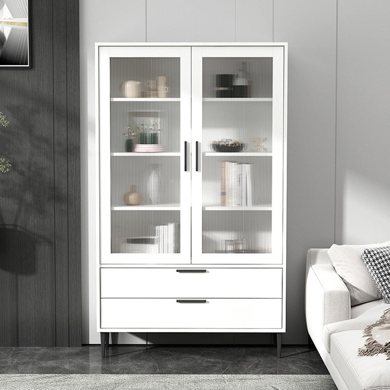 Wooden Accent Cabinet with Glass Door and 2 - Drawer 11.81" Wide Side Cabinet 31.5"L x 11.8"W x 59.1"H White Clearhalo 'Cabinets & Chests' 'cabinets_chests' 'furn' 'furn_cabinets_chests' 'Furniture' 'Living Room Furniture' 5682677