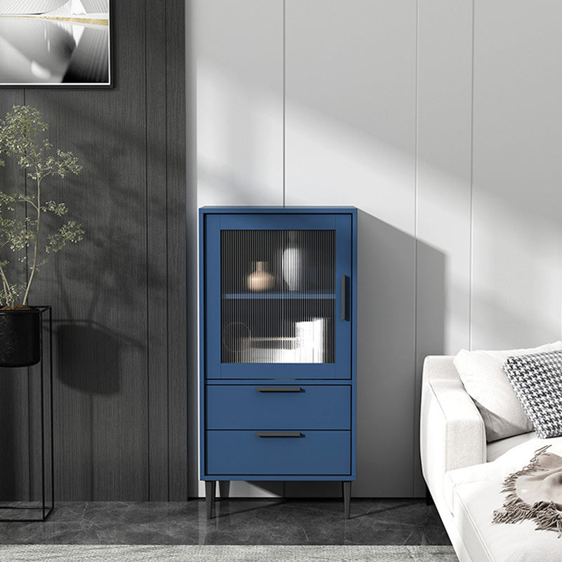 Wooden Accent Cabinet with Glass Door and 2 - Drawer 11.81" Wide Side Cabinet 20"L x 12"W x 39"H Blue Clearhalo 'Cabinets & Chests' 'cabinets_chests' 'furn' 'furn_cabinets_chests' 'Furniture' 'Living Room Furniture' 5682679