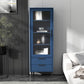 Wooden Accent Cabinet with Glass Door and 2 - Drawer 11.81" Wide Side Cabinet 20"L x 12"W x 59"H Blue Clearhalo 'Cabinets & Chests' 'cabinets_chests' 'furn' 'furn_cabinets_chests' 'Furniture' 'Living Room Furniture' 5682682