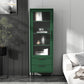 Wooden Accent Cabinet with Glass Door and 2 - Drawer 11.81" Wide Side Cabinet 20"L x 12"W x 59"H Green Clearhalo 'Cabinets & Chests' 'cabinets_chests' 'furn' 'furn_cabinets_chests' 'Furniture' 'Living Room Furniture' 5682685