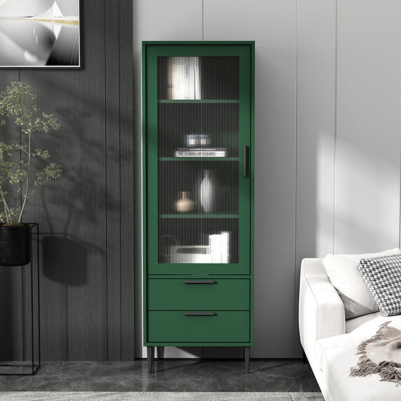 Wooden Accent Cabinet with Glass Door and 2 - Drawer 11.81" Wide Side Cabinet 20"L x 12"W x 59"H Green Clearhalo 'Cabinets & Chests' 'cabinets_chests' 'furn' 'furn_cabinets_chests' 'Furniture' 'Living Room Furniture' 5682685