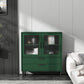 Wooden Accent Cabinet with Glass Door and 2 - Drawer 11.81" Wide Side Cabinet 31.5"L x 11.8"W x 39.4"H Green Clearhalo 'Cabinets & Chests' 'cabinets_chests' 'furn' 'furn_cabinets_chests' 'Furniture' 'Living Room Furniture' 5682687