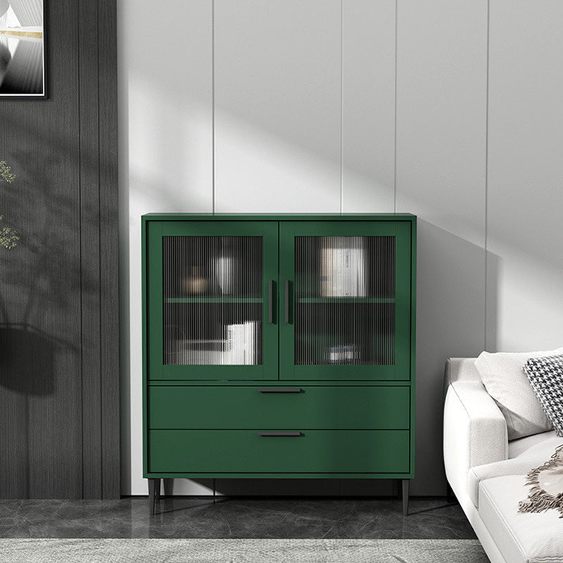 Wooden Accent Cabinet with Glass Door and 2 - Drawer 11.81" Wide Side Cabinet 31.5"L x 11.8"W x 39.4"H Green Clearhalo 'Cabinets & Chests' 'cabinets_chests' 'furn' 'furn_cabinets_chests' 'Furniture' 'Living Room Furniture' 5682687