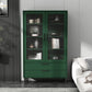 Wooden Accent Cabinet with Glass Door and 2 - Drawer 11.81" Wide Side Cabinet 31.5"L x 11.8"W x 59.1"H Green Clearhalo 'Cabinets & Chests' 'cabinets_chests' 'furn' 'furn_cabinets_chests' 'Furniture' 'Living Room Furniture' 5682689