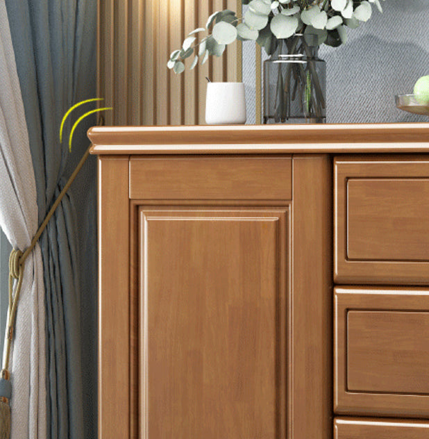 Rubberwood Accent Chest with1 - Door and Drawer, Bar Pulls Chest Clearhalo 'Cabinets & Chests' 'cabinets_chests' 'furn' 'furn_cabinets_chests' 'Furniture' 'Living Room Furniture' 5682950