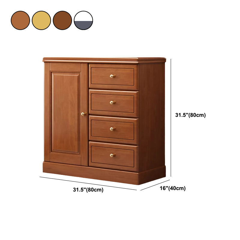 Rubberwood Accent Chest with1 - Door and Drawer, Bar Pulls Chest Clearhalo 'Cabinets & Chests' 'cabinets_chests' 'furn' 'furn_cabinets_chests' 'Furniture' 'Living Room Furniture' 5682954