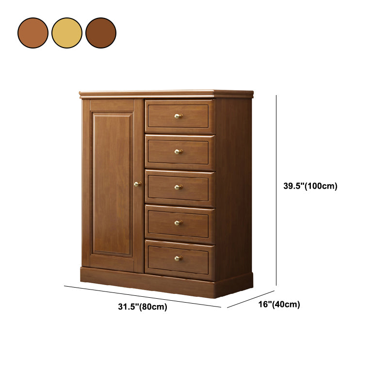 Rubberwood Accent Chest with1 - Door and Drawer, Bar Pulls Chest Clearhalo 'Cabinets & Chests' 'cabinets_chests' 'furn' 'furn_cabinets_chests' 'Furniture' 'Living Room Furniture' 5682955
