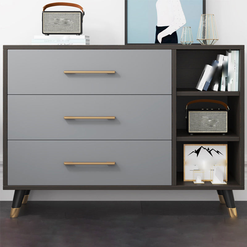 Coffre d'accent moderne de 15,75 pouces de large avec des tiroirs fermés doux en gris