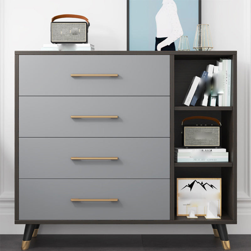 Coffre d'accent moderne de 15,75 pouces de large avec des tiroirs fermés doux en gris