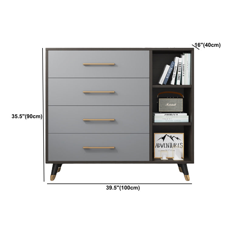 Coffre d'accent moderne de 15,75 pouces de large avec des tiroirs fermés doux en gris