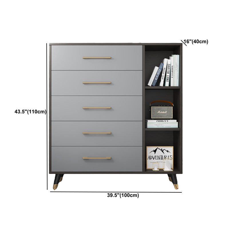 Coffre d'accent moderne de 15,75 pouces de large avec des tiroirs fermés doux en gris