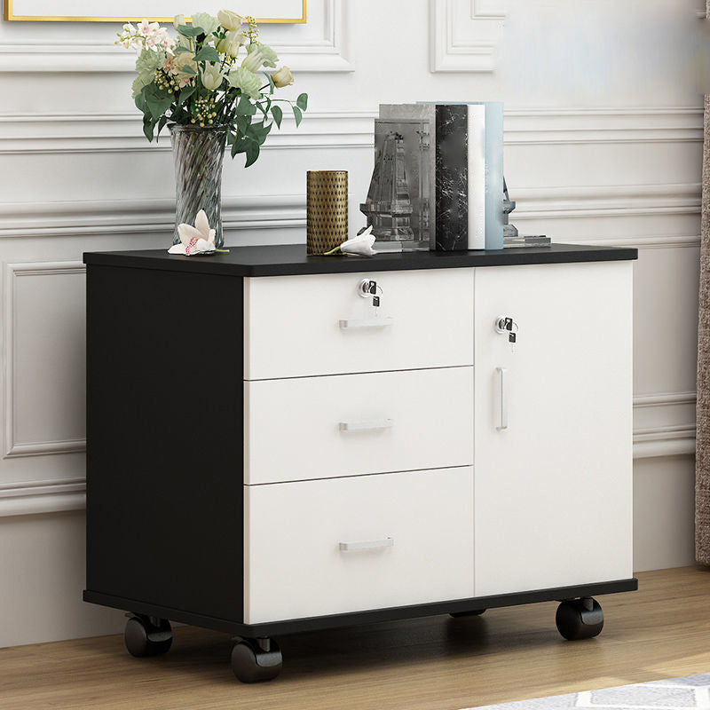 Armoire latérale moderne armoire à accent en bois avec 1 porte et 3 tiroirs