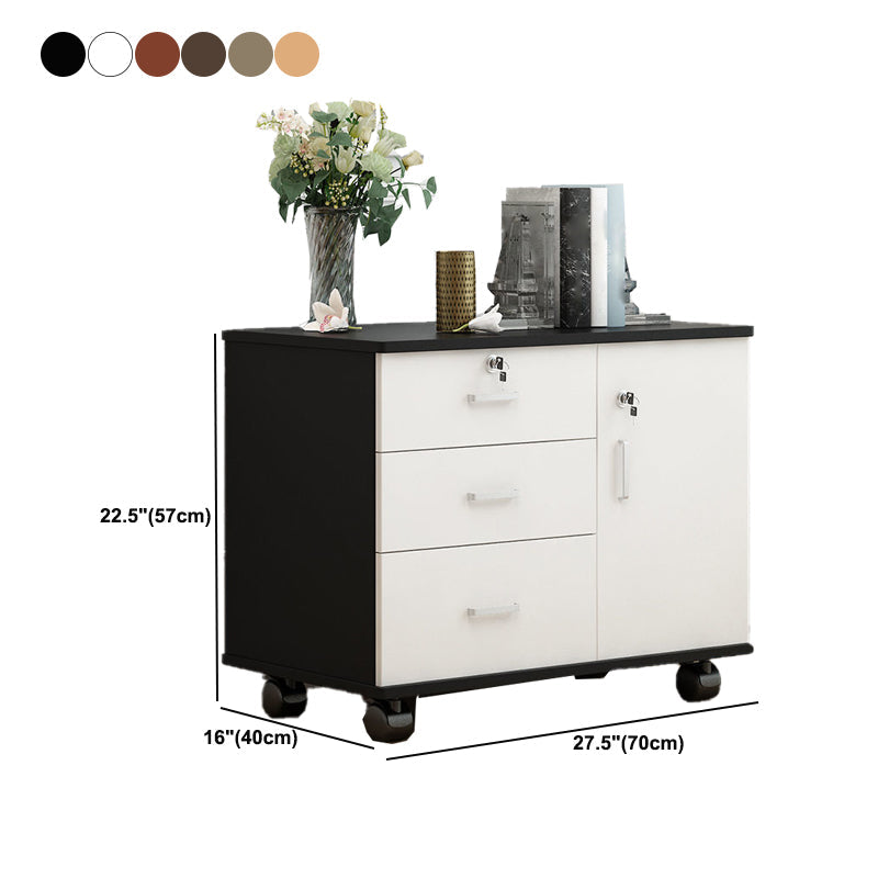 Armoire latérale moderne armoire à accent en bois avec 1 porte et 3 tiroirs