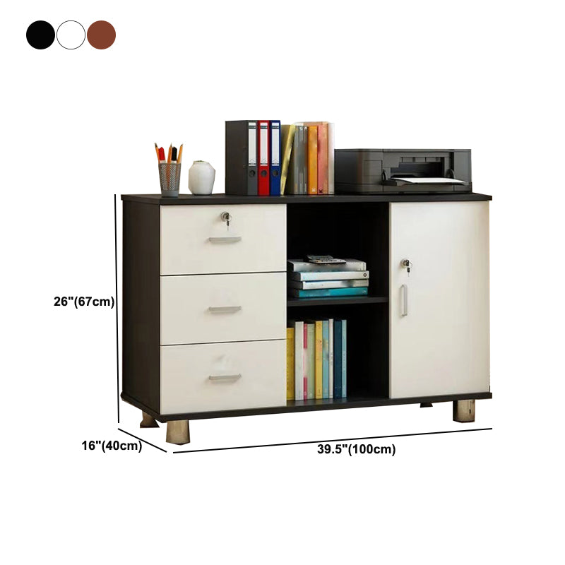 Armoire latérale moderne armoire à accent en bois avec 1 porte et 3 tiroirs