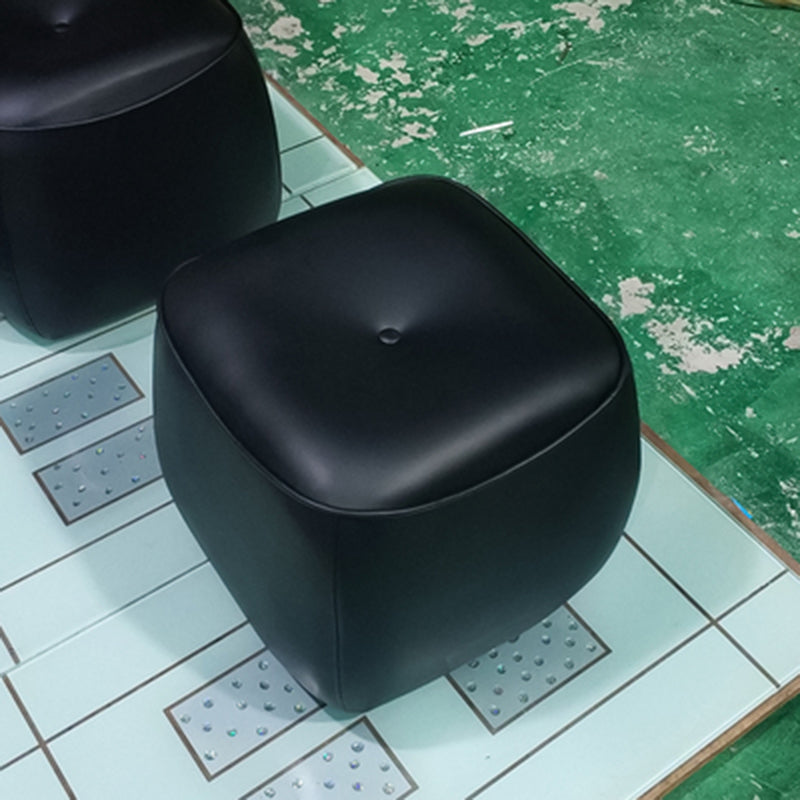 Contemporary Rectangle Shape Pouf PU Leather Upholstered Ottoman Black 1 Piece Clearhalo 'furn' 'furn_ottomans_poufs' 'Furniture' 'Living Room Furniture' 'Ottomans & Poufs' 'ottomans_poufs' 5683285