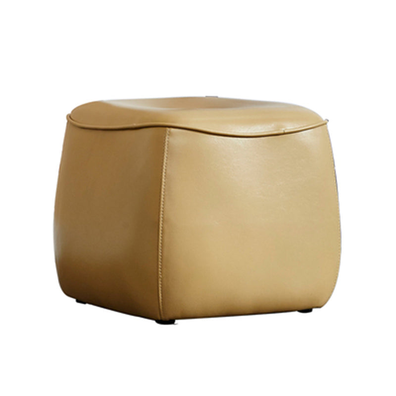 Contemporary Rectangle Shape Pouf PU Leather Upholstered Ottoman Champagne 1 Piece Clearhalo 'furn' 'furn_ottomans_poufs' 'Furniture' 'Living Room Furniture' 'Ottomans & Poufs' 'ottomans_poufs' 5683291