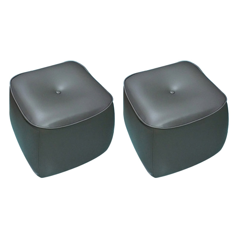 Contemporary Rectangle Shape Pouf PU Leather Upholstered Ottoman Dark Gray 2 Piece Set Clearhalo 'furn' 'furn_ottomans_poufs' 'Furniture' 'Living Room Furniture' 'Ottomans & Poufs' 'ottomans_poufs' 5683299