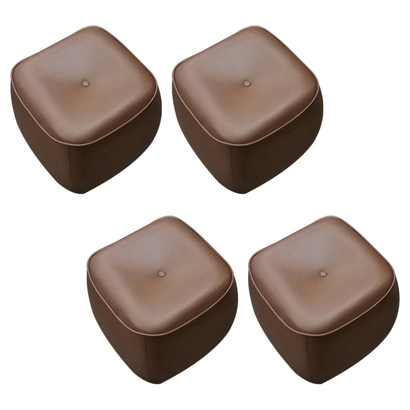 Contemporary Rectangle Shape Pouf PU Leather Upholstered Ottoman Apricot 4 Piece Set Clearhalo 'furn' 'furn_ottomans_poufs' 'Furniture' 'Living Room Furniture' 'Ottomans & Poufs' 'ottomans_poufs' 5683306