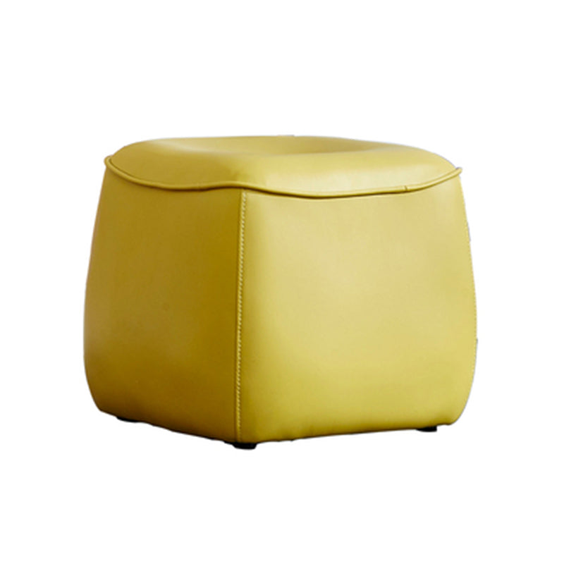 Contemporary Rectangle Shape Pouf PU Leather Upholstered Ottoman Lemon Yellow 1 Piece Clearhalo 'furn' 'furn_ottomans_poufs' 'Furniture' 'Living Room Furniture' 'Ottomans & Poufs' 'ottomans_poufs' 5683310
