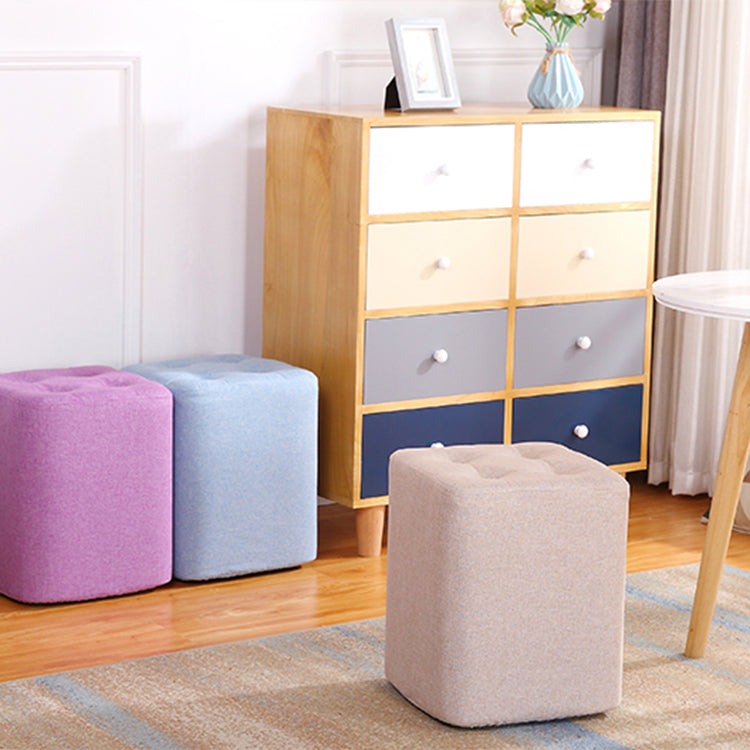 Contemporary Linen Upholstered Ottoman Rectangle/Square Shape Pouf
