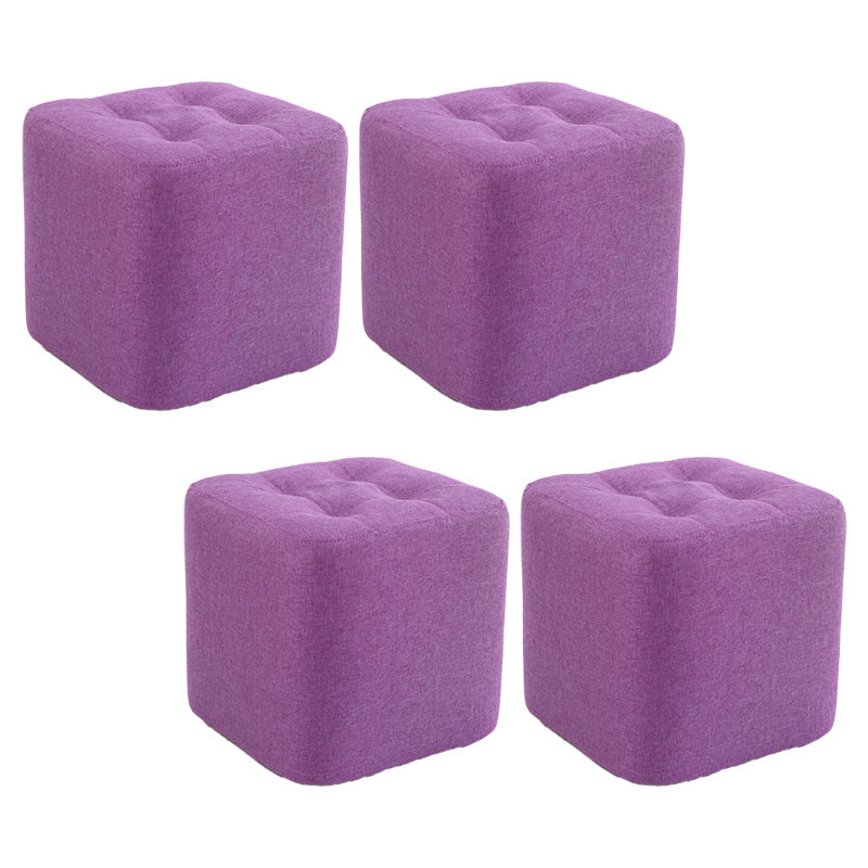 Contemporary Linen Upholstered Ottoman Rectangle/Square Shape Pouf