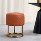 Glam Faux Leather Upholstered Standard Ottoman Round Shape Pouf