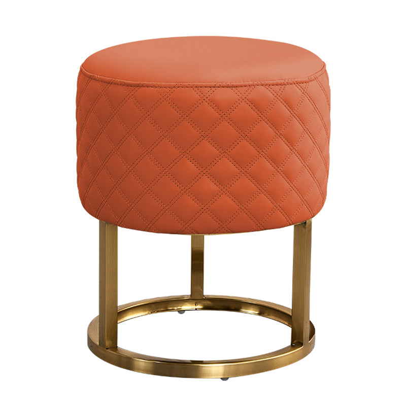 Glam Faux Leather Upholstered Standard Ottoman Round Shape Pouf