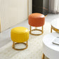 14" Wide Faux Leather Upholstered Ottoman Glam Round Shape Pouf