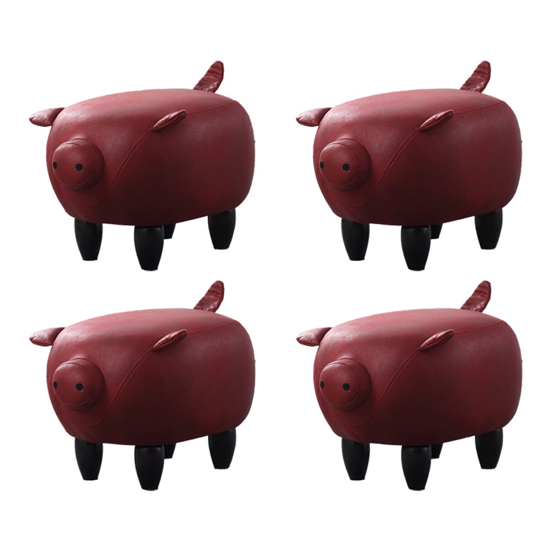 Contemporary Standard Ottoman Specialty Faux Leather Upholstered Pouf