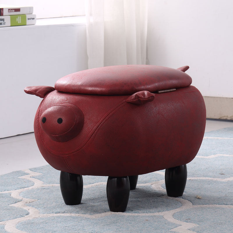 Contemporary Standard Ottoman Specialty Faux Leather Upholstered Pouf