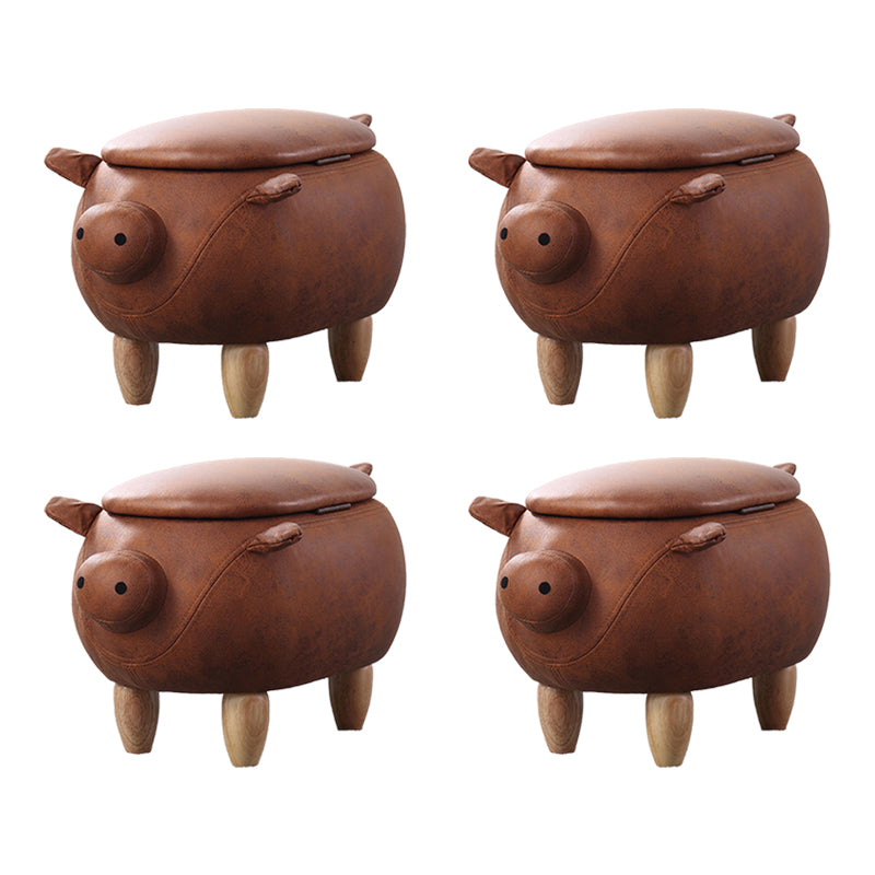 Contemporary Standard Ottoman Specialty Faux Leather Upholstered Pouf