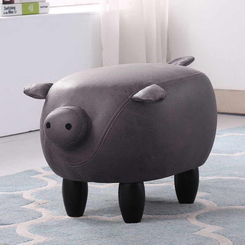 Contemporary Standard Ottoman Specialty Faux Leather Upholstered Pouf