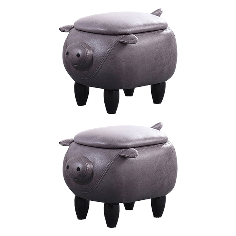 Contemporary Standard Ottoman Specialty Faux Leather Upholstered Pouf